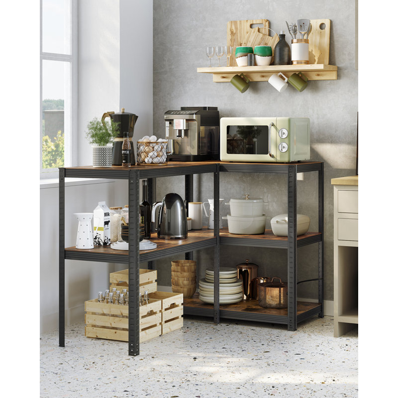 Desi Steel Standard Bookcase, Rustic Brown/Black, 200cm H x 100cm W x 50cm D