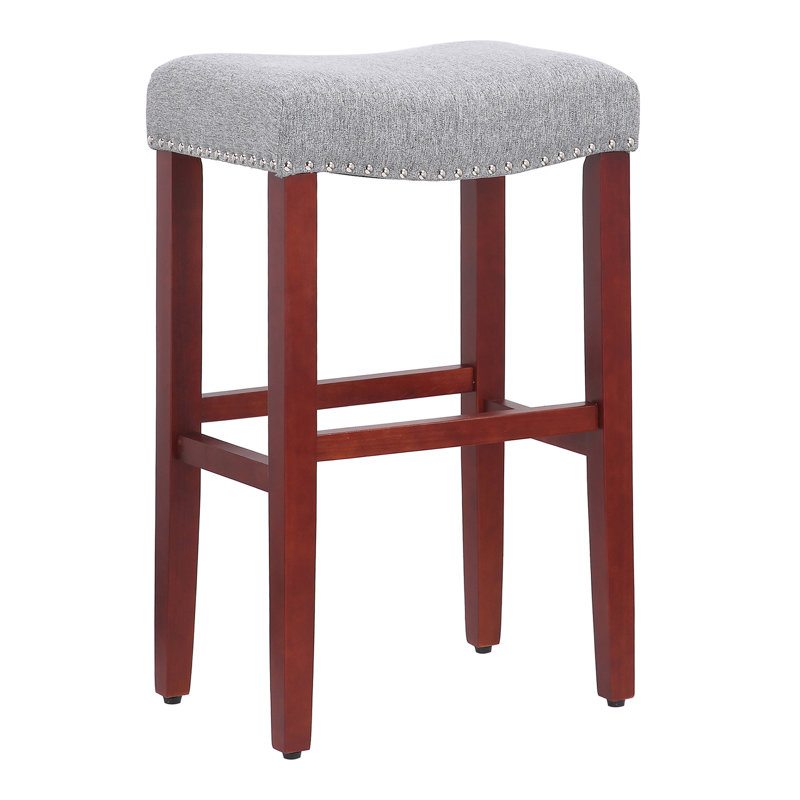 Tabouret de bar et de comptoir rembourré Jameson, Tabouret de bar (siège d'une hauteur de 29 po), Gris / Cerise