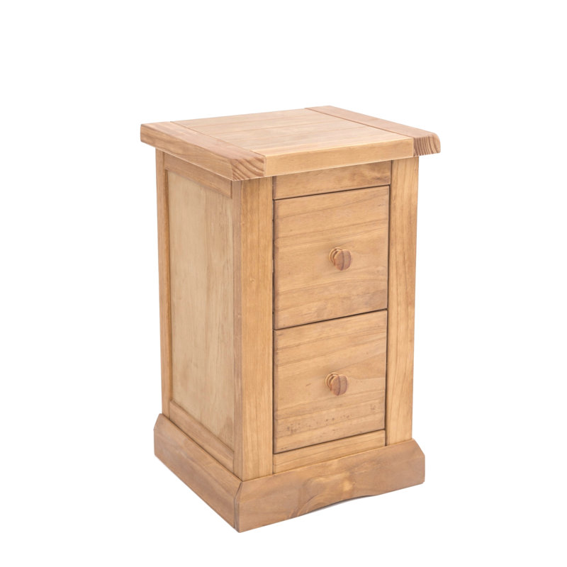 Pittsford 35cm W Solid + Manufactured Wood Bedside Table, Wood Knob, Waxed