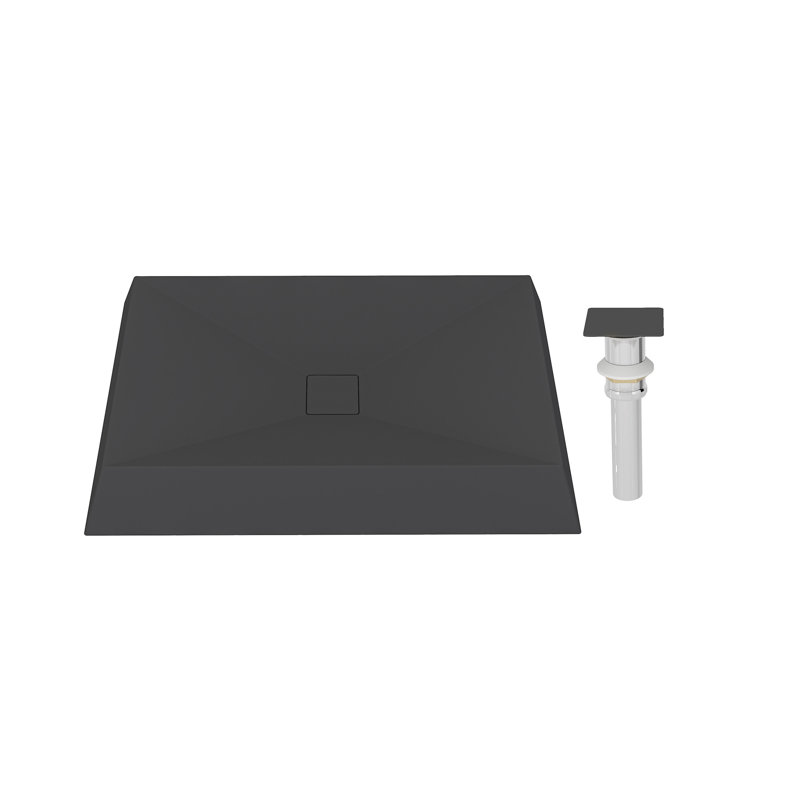 CASAINC Maple 18.5'' Concrete Rectangular Bathroom Sink, Black Earth