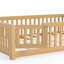 Lit double sur pied avec barrières de sécurité et porte pour enfants, naturel