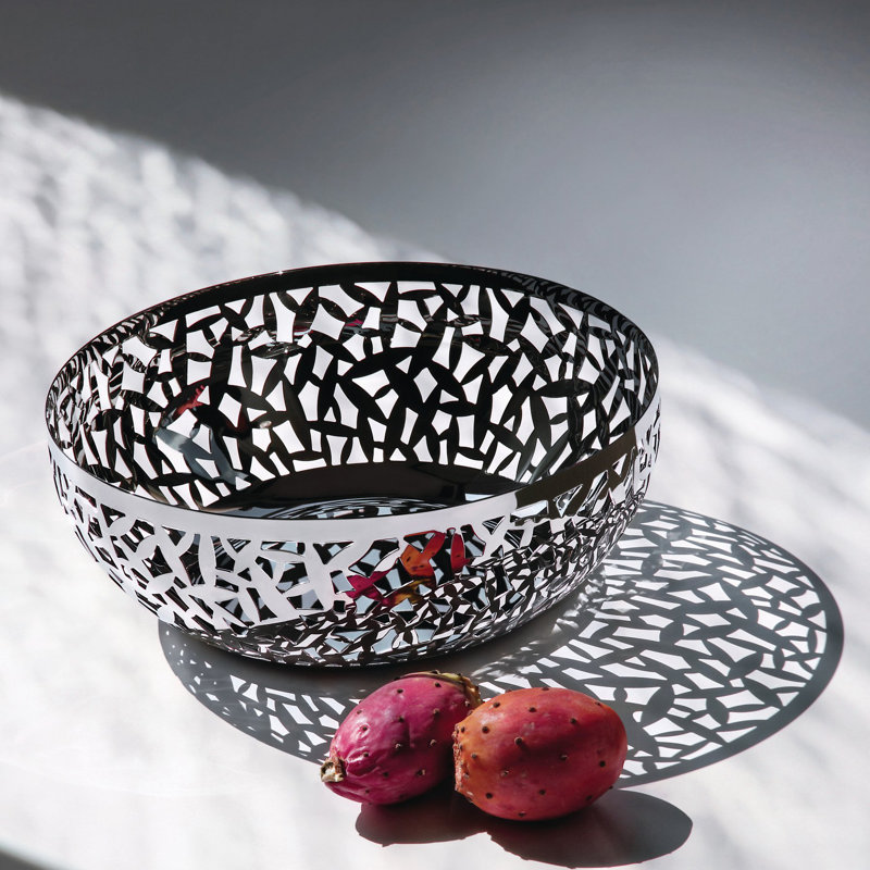 Cactus 11.5" Mirror Polished Stainless Steel Fruit Bowl