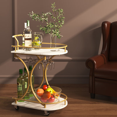 2-tier Bar Cart, Mobile Bar Serving Cart