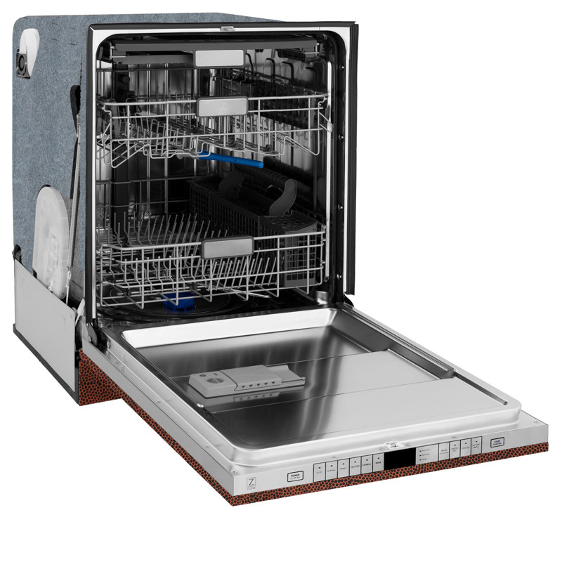 24" Monument Series 3rd Rack Top Touch Control Dishwasher with Stainless Steel Tub, Hand Hammered Copper