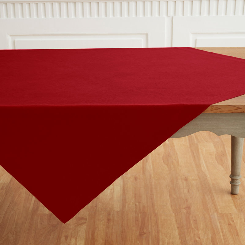 Fete - 100% Pure Linen Table Throw, Red, Solid Color