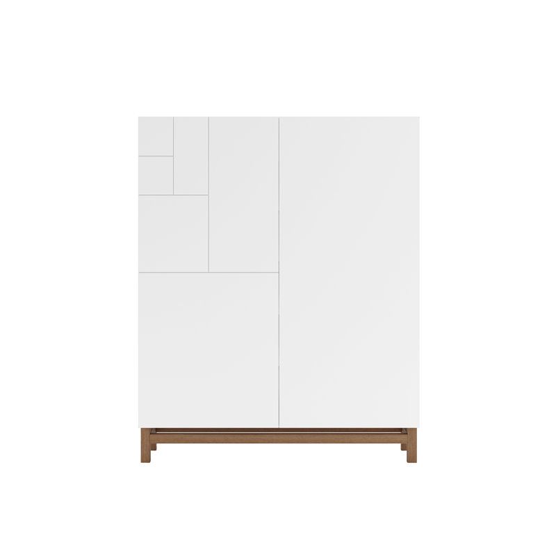 18 Pair Shoe Storage Cabinet, White/Noyer