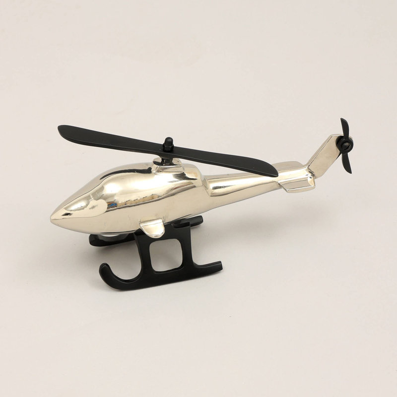 Aluminum Airplane Decorative Sculpture-Home Decor Statue-Accent Figurine Helicopter-10X3.25X5"-10X3.25X5"