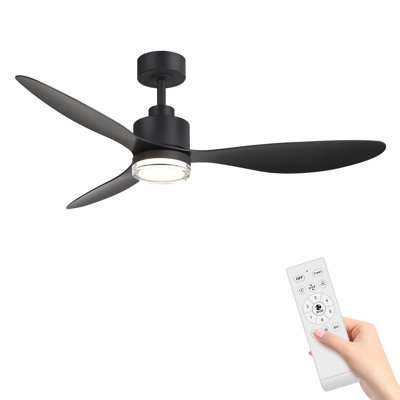 52 Inch Modern Ceiling Fan With Light And Remote, Gold And Black 3-Blade Ceiling Fan, DC Motor With Reversible Airflow, Double  Acrylic Shade, For Bedroom Living Room