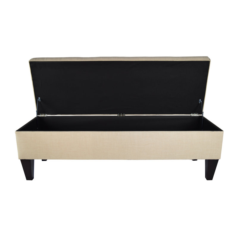 Gaither Polyester Upholstered Storage Bench, Beige