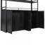 Lit mezzanine double en métal avec escalier de rangement et garde-robe-754105327