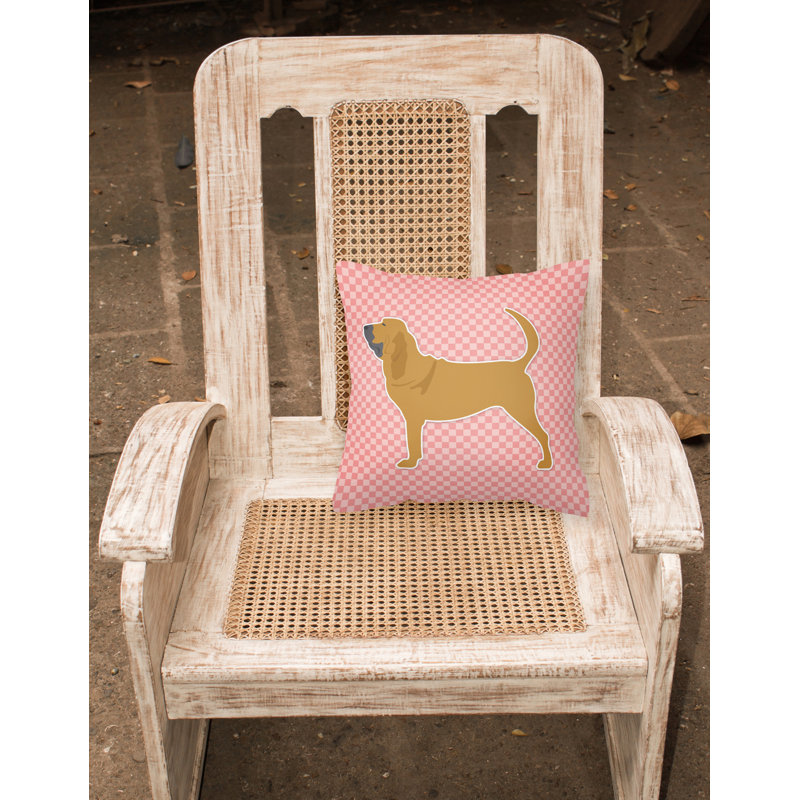 Coussin décoratif intérieur/extérieur bloodhound, H 18 po x l 18 po x P 3 po, Rose