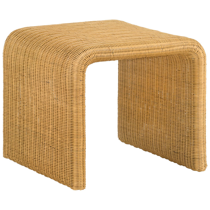 Table de bout carrée avec tissage naturel, esthétique moderne, rangement ouvert au bas et structure en métal pour les salons principaux avec style, finition, bords de cascade sans soudure polyvalents dans les chambres