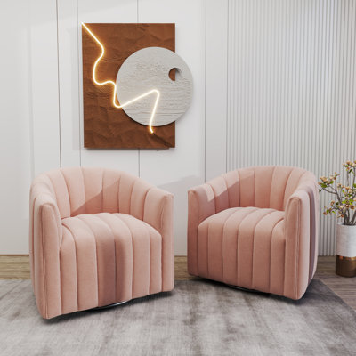 Annelotte Velvet Swivel Barrel Chair