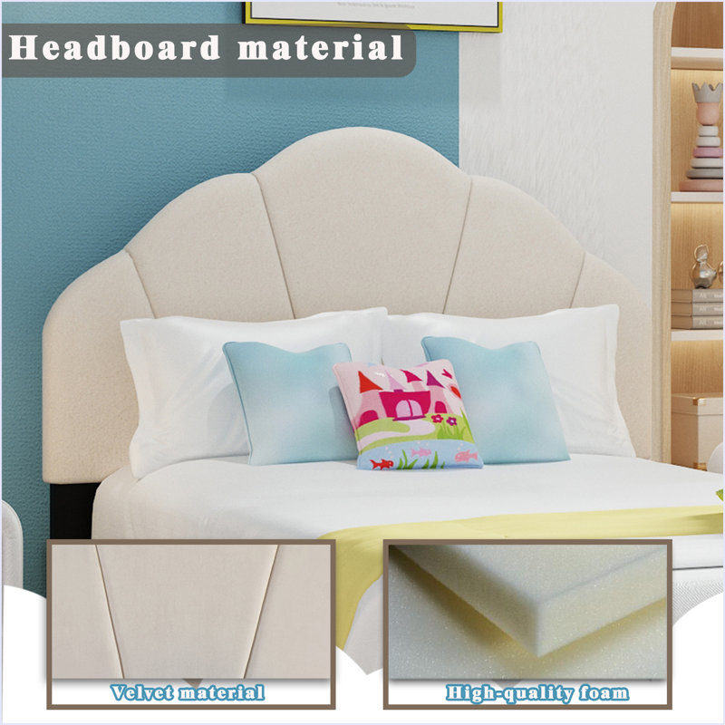 Adorable cadre de lit avec tête de lit coquille, Beige