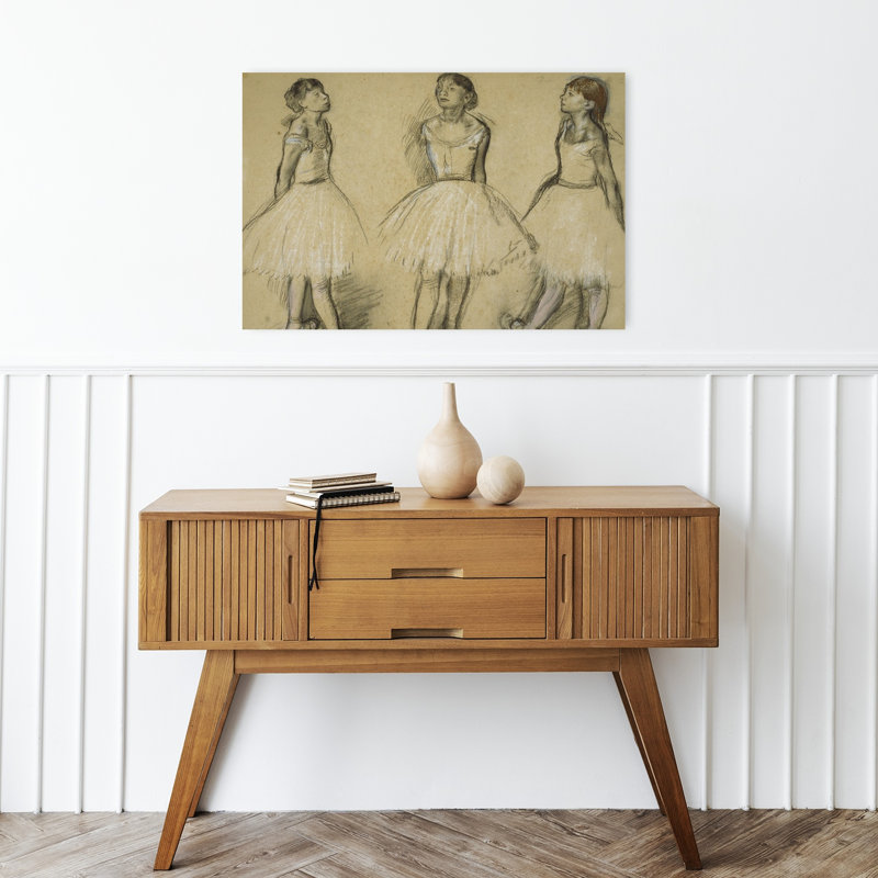 Trois études d'une danseuse en quatrième position, 1879-1880. Estampe d'art mural contemporaine., H 16 po x l 24 po