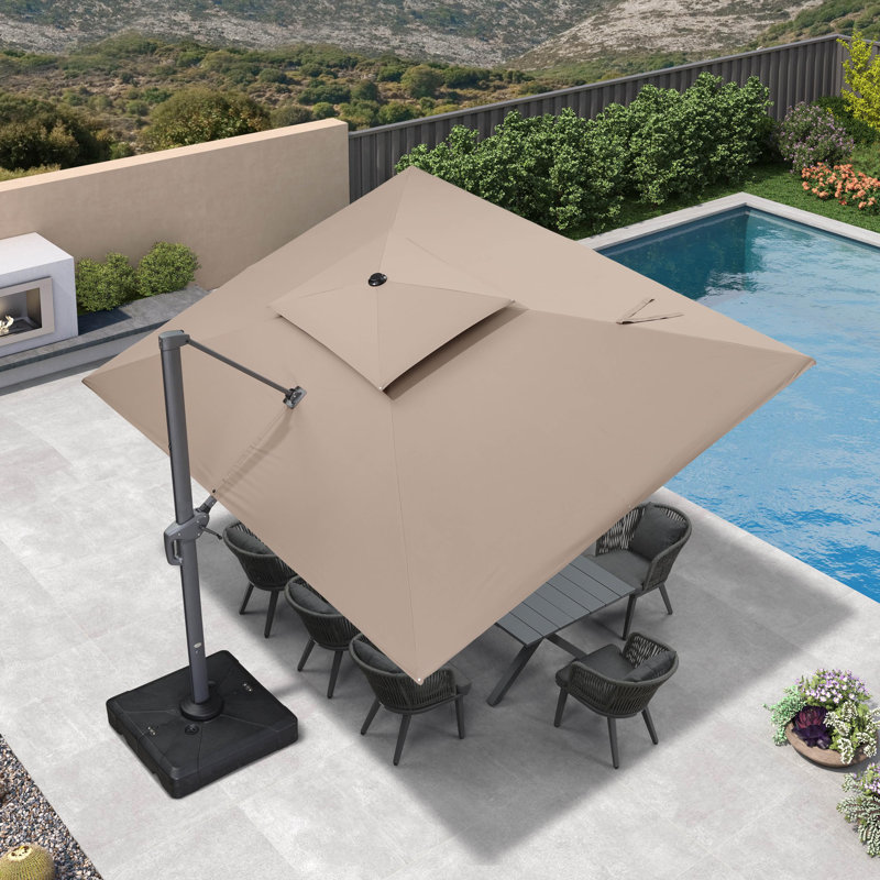 4m x 3m Rectangular Cantilever Parasol, Taupe