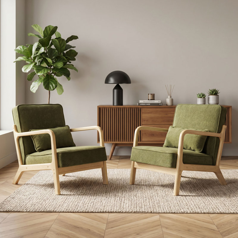 Upholstered Accent Chair, Green