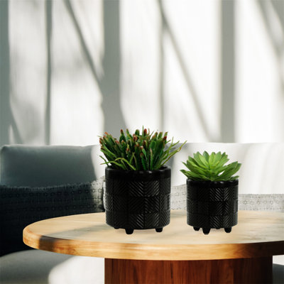 Jardinières texturées S / 2 6/8 po