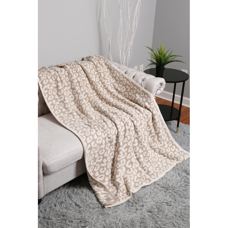 Leopard Pattern Luxury Soft Throw Blanket, Beige