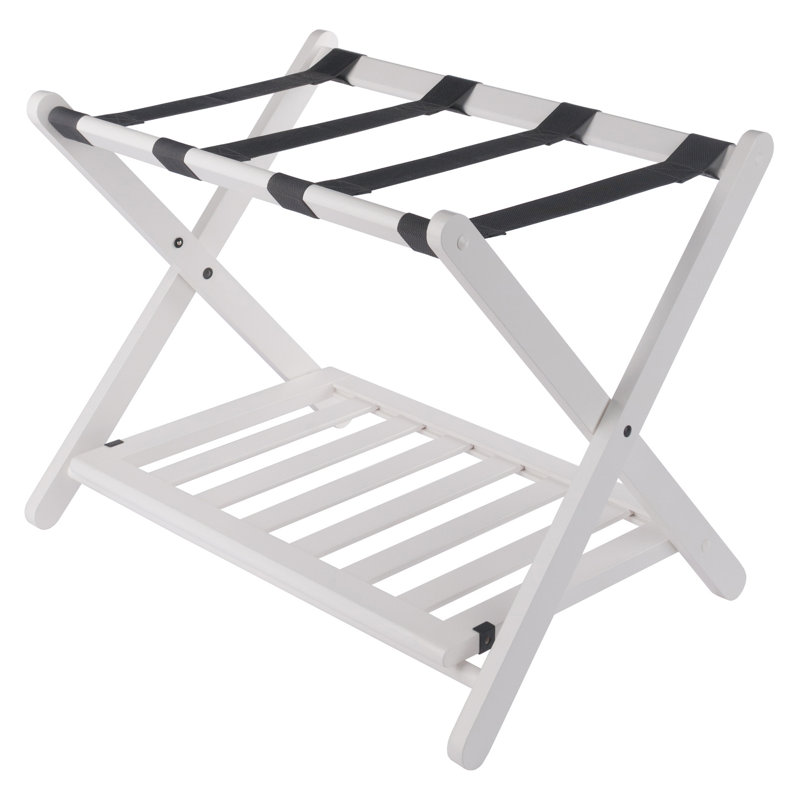 Reese Luggage Rack With Shelf, , White