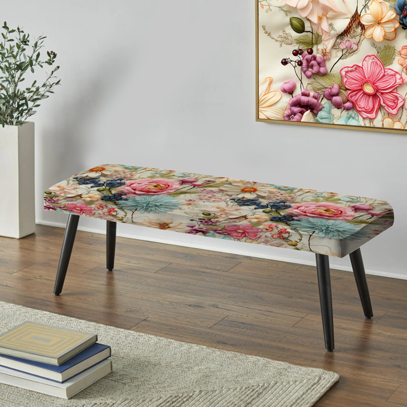Vintage Flywork Floral - banc rembourré noir Patchwork