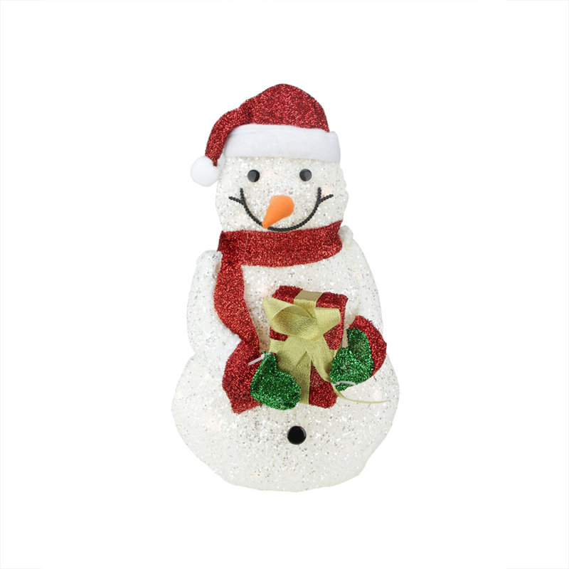 Décoration de Noël d'extérieur bonhomme de neige 23 po blanc et rouge 23 po