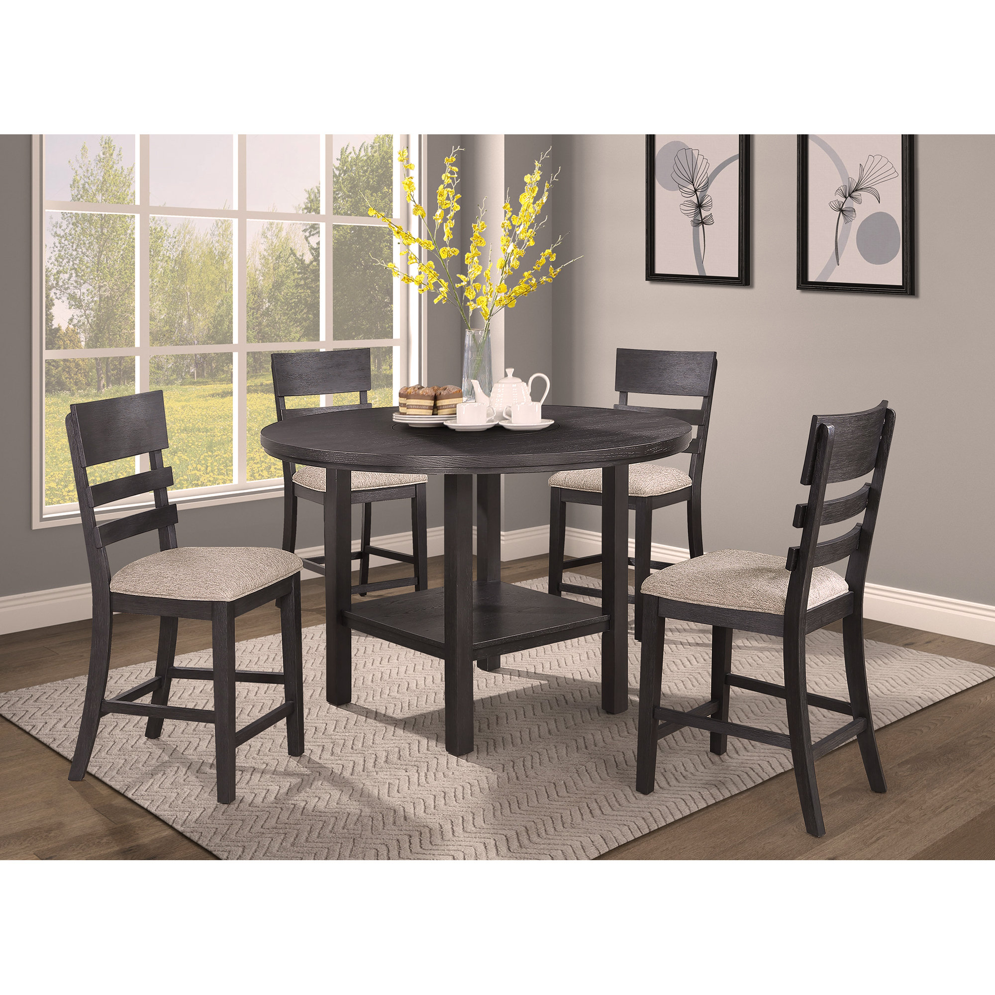 Lark Manor™ 5-Piece Contemporary Dining Set Counter Height Round Table ...