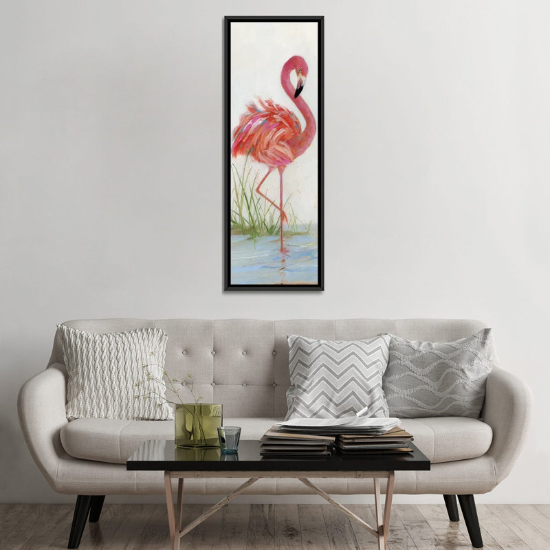 «Flamingo I», reproduction sur toile, H 60 po x l 20 po x P 1,5 po, Toile encadrée noire