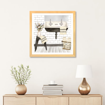 «Farmhouse Bath II Sink» par Tara Reed - impression d'art graphique