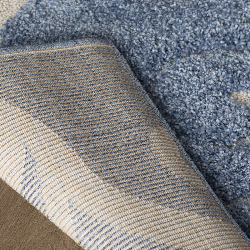 Amza Area Rug, Square 4', Light Blue/Cream