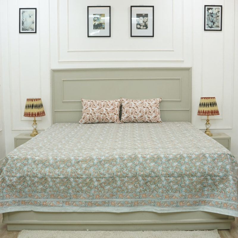 Fabdivine Pure Cotton Bedsheet Set – Handmade Bedsheet with Matching Pillow Covers – Premium Bedding, Khoobsurat,