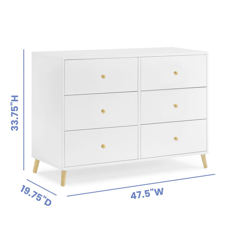 Bianca White and Natural 6-Drawer Nursery Dresser