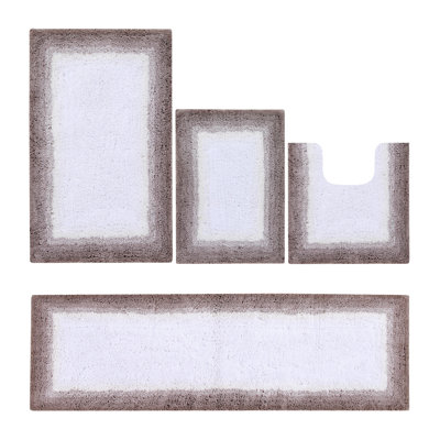 Ensemble de tapis pour salle de bain Makaylla 100% coton 1615 g / m² 4 pièces, certifié OEKO-TEX®, envers en latex antidérapant, tapis de bain ombrés capitonnés, super absorbant, lavable à la machine, beige