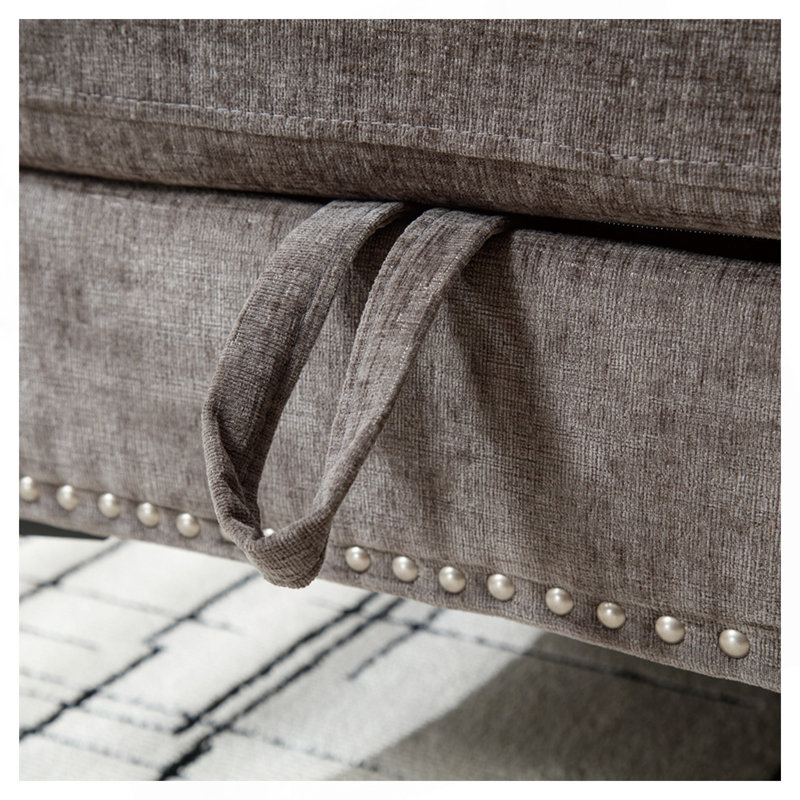 85" Chenille Tufted Sectional Sofa, Dark Gray