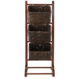 3-Tier Floor Stand with Storage Basket Bins - Walnut/Espresso