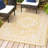 Aaleayah Medallion Textured Weave Yellow/Cream Indoor/Outdoor Rug-261766338