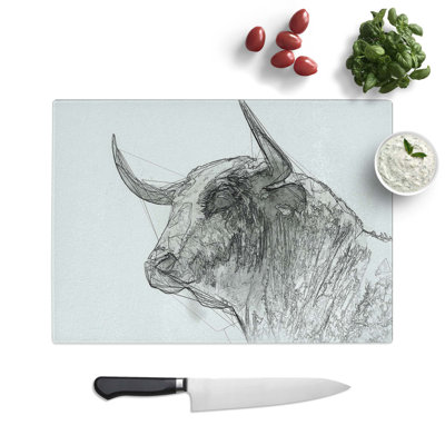Tempered Glass Stone Statue of a Bull Chopping Board