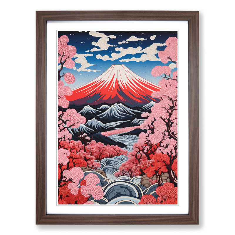 Mount Fuji Constructivism No.2 - Framed Print, 34cm H x 25cm W x 2cm D, Walnut