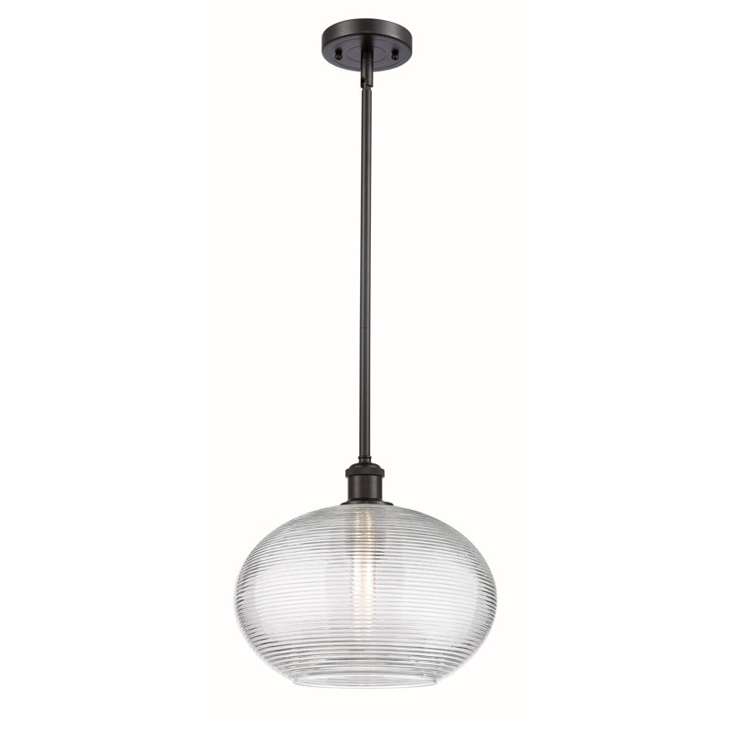 Luminaire suspendu à 1 tige Ballston Jerard-516-G555, H 10,75 po x l 12 po x P 12 po, Bronze huilé