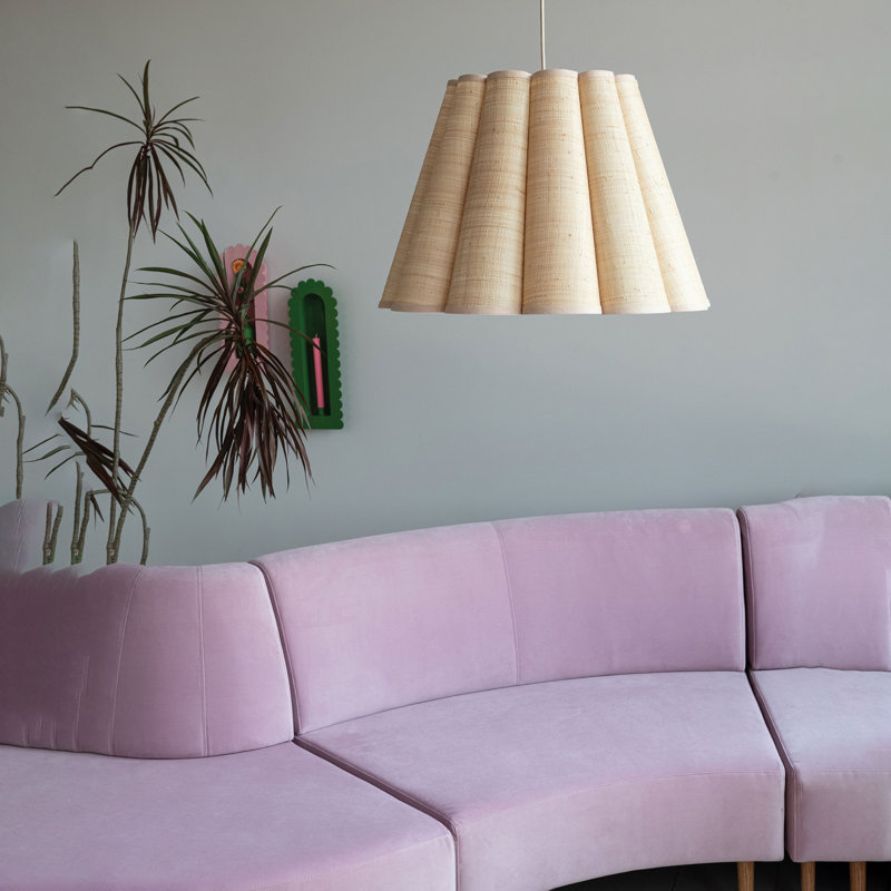 Raffi Scalloped Pendant Lamp With Linen Trim