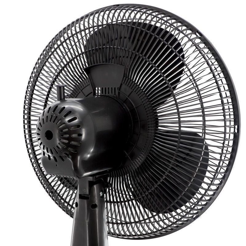 Vie Air 16 Inch Black Aluminum Remote Controlled Oscillating Pedestal Fan