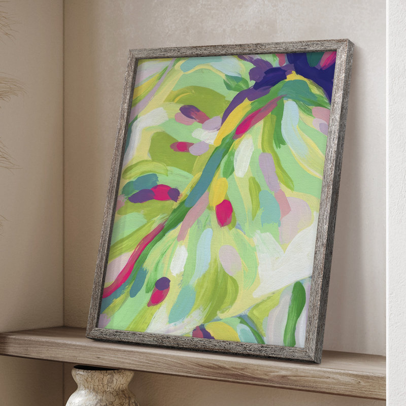 «Bright Tropical Abstraction I», reproduction encadrée - bois massif, H 21 po x l 17 po
