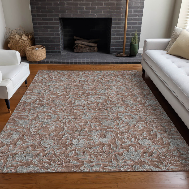 Tapis terre cuite lavable à la machine Premium Prisco, Rectangle 5 pi x 7 pi 6 po