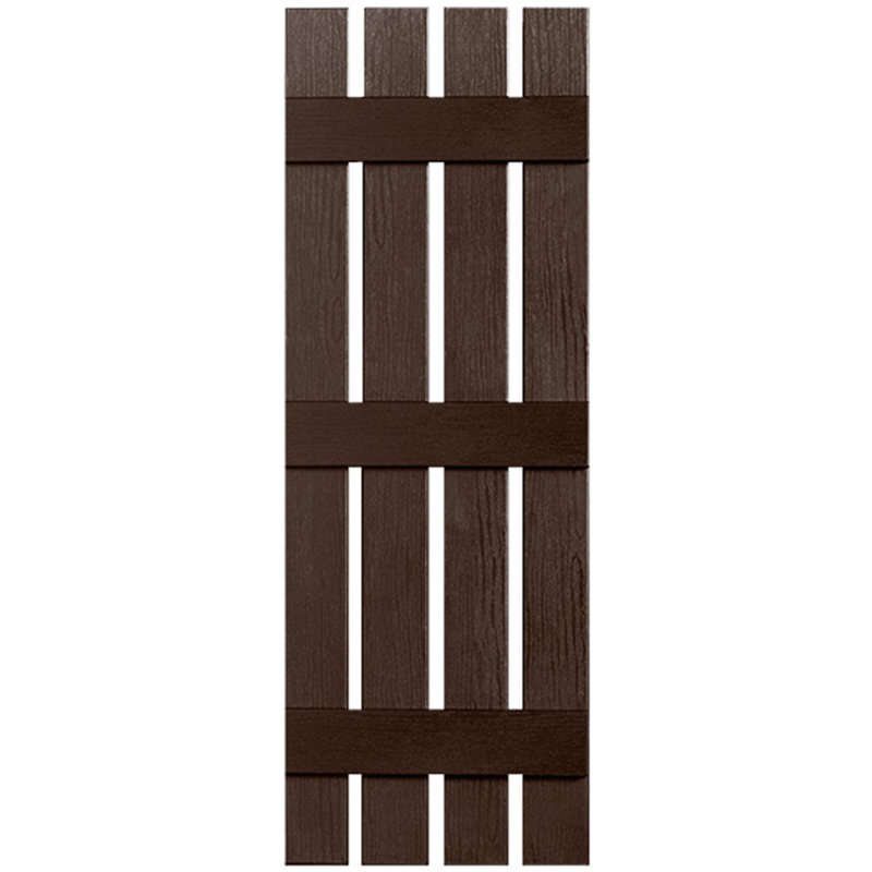 Paire de volets en vinyle à trois lattes et quatre planches ouvertes, 35 po, Brun