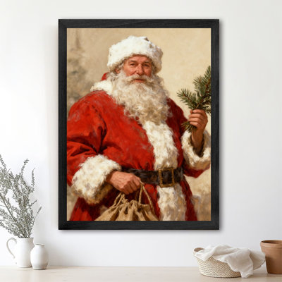 Père Noël noir encadré noir s'apprête à donner des cadeaux, reproduction d'art classique, peinture à l'huile classique