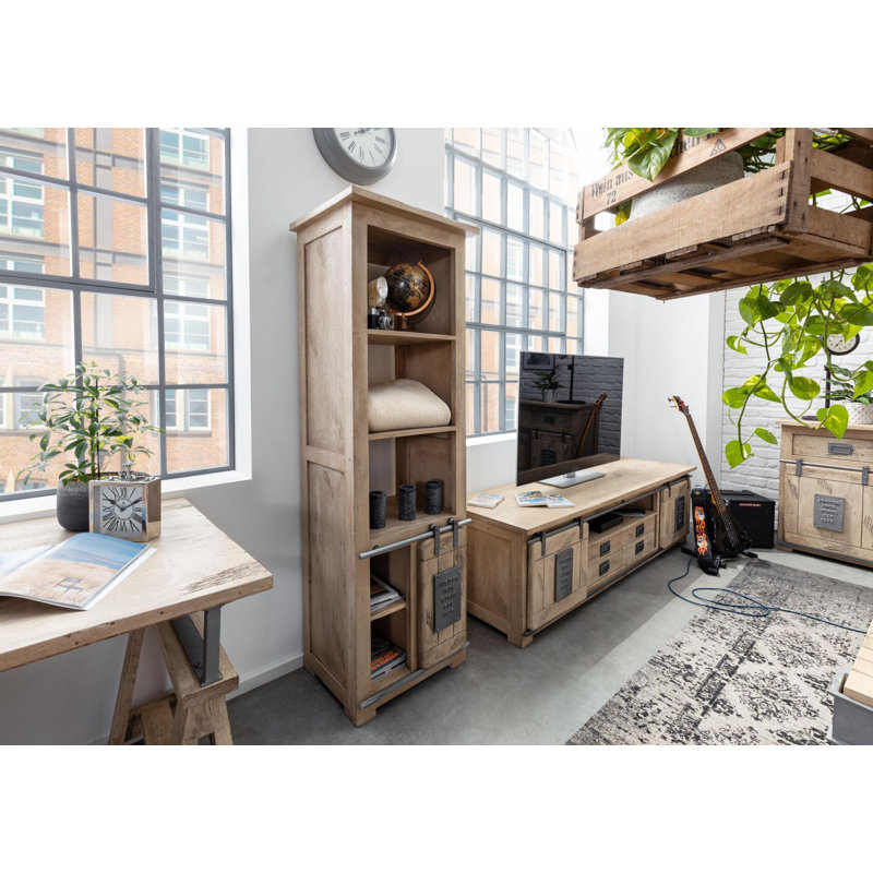 Railway 180 H x 60 W Bookcase, Whitewash Lacquered