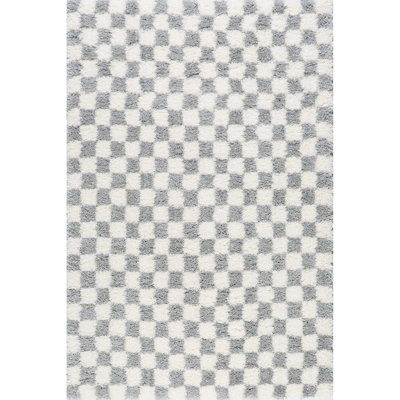 Adelaide Mid-Century Checkered Shag Area Rug