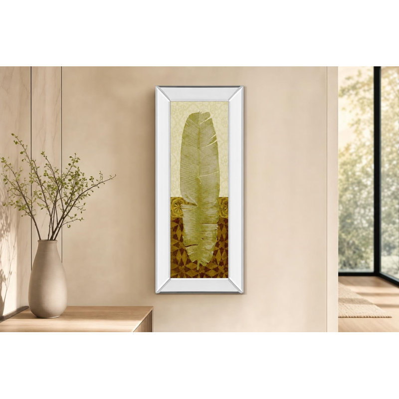Art mural tropical Frond I - 18 po x 42 po - Cadre en miroir