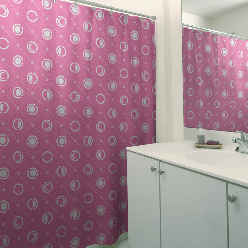 Rideau de douche à phases simples classic moon Noira Gothard, Rose foncé / blanc