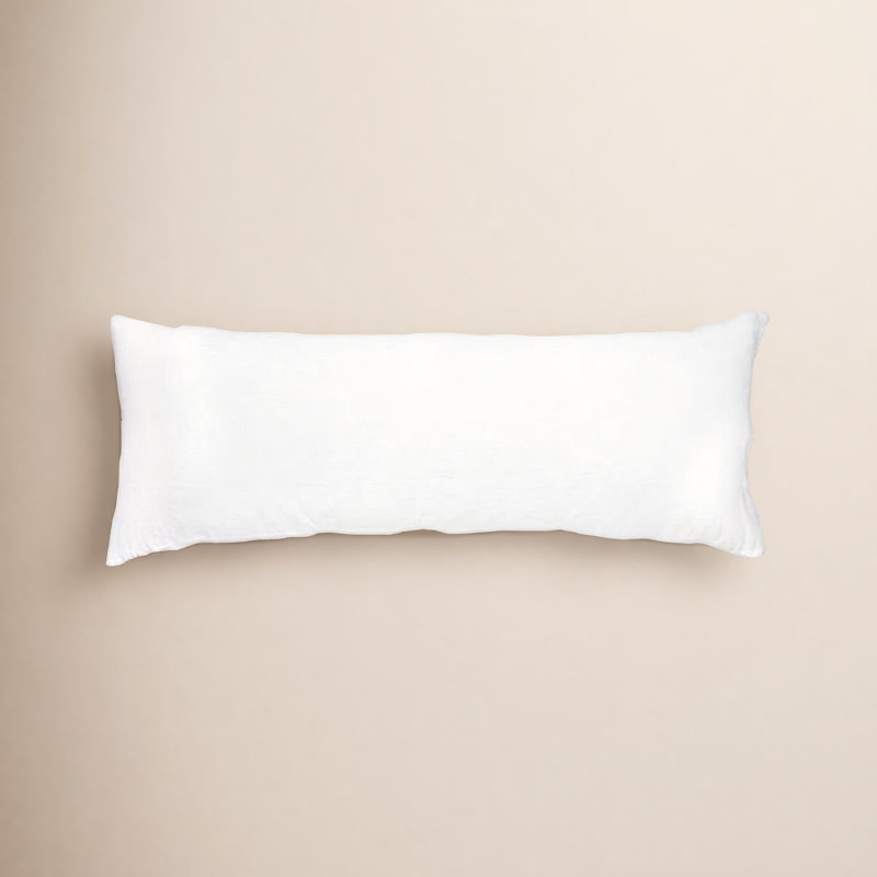 100% French Linen Pillow Sham, White, Rectangle 16"H x 44"W, Pillow Cover Only - No Insert